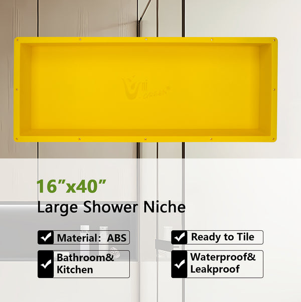 16''×40'' Rectangle Yellow Shower Niche Tile Ready Niche UGRN1640