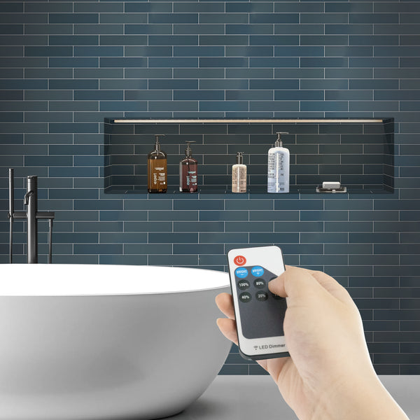 Matte Black LED Shower Niche with Remote Control – ABS Built-in Bathroom Wall Shelf