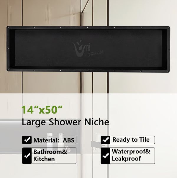 Recessed Large Rectangle Shower Niche 14"X50" Bathroom Storage Cube with Mosaic Mesh    UGRN1450