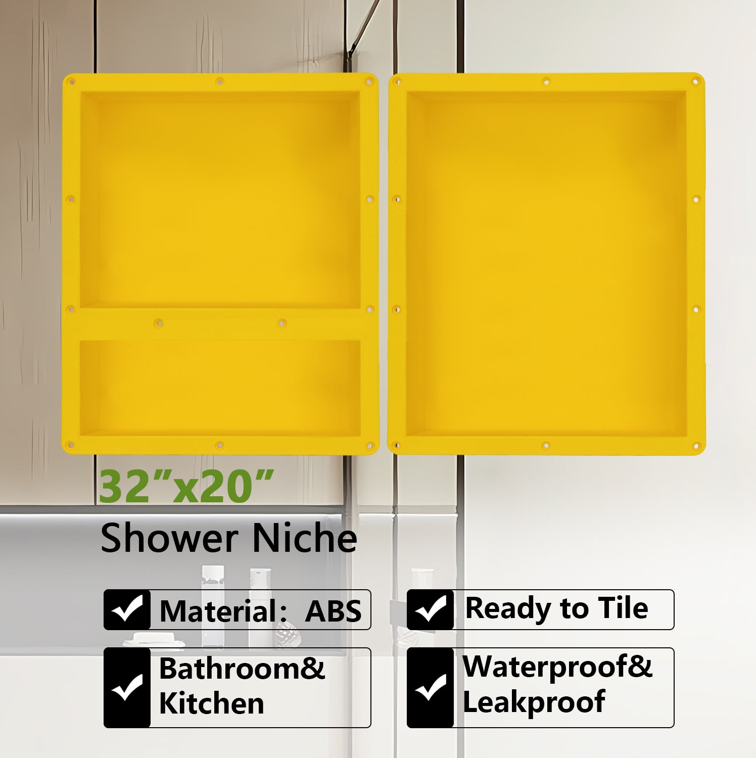 Tileable Preformed Bathroom Shower Niche Recess It Shower Shampoo Shelf 20‘’X32‘’
