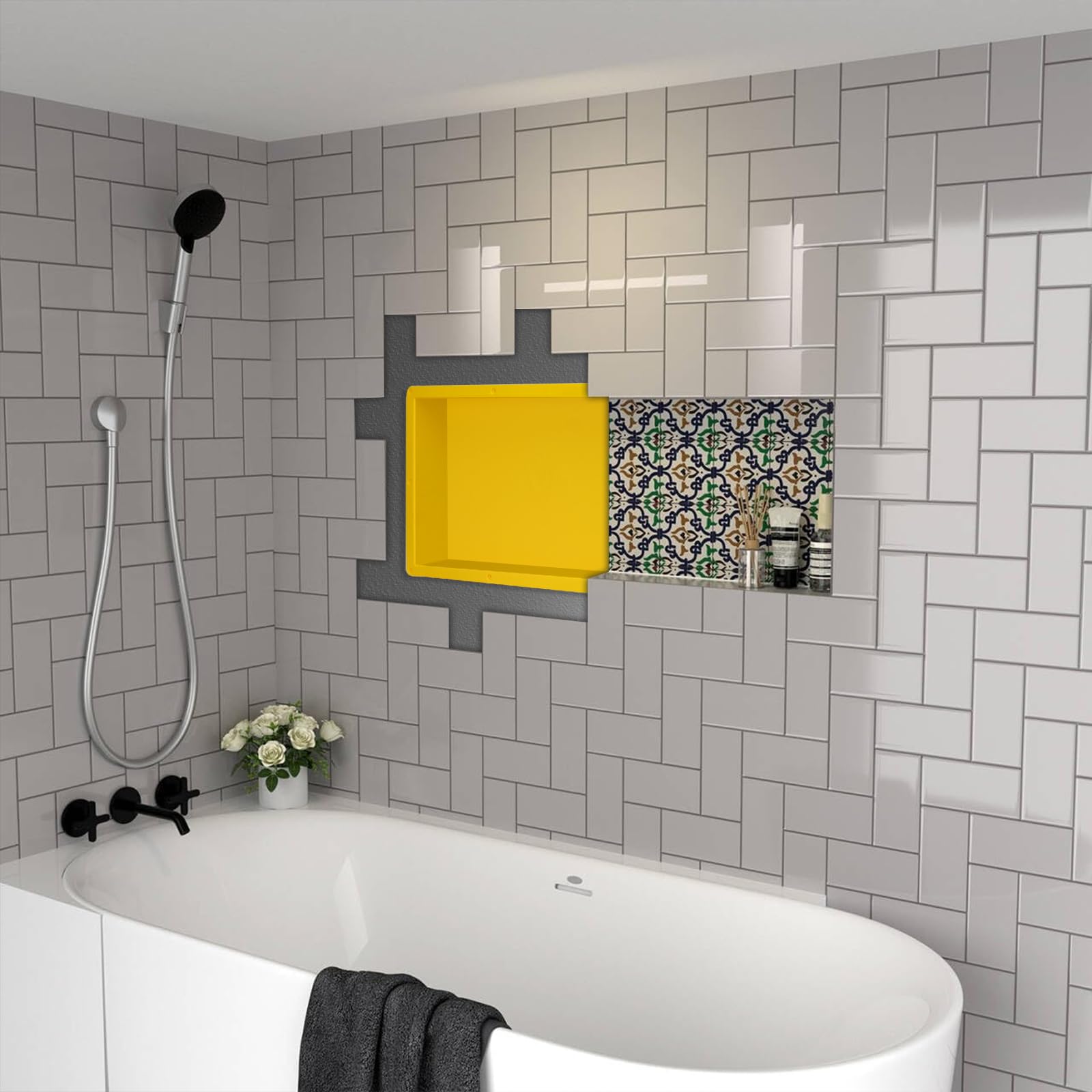 16''×40'' Rectangle Yellow Shower Niche Tile Ready Niche UGRN1640