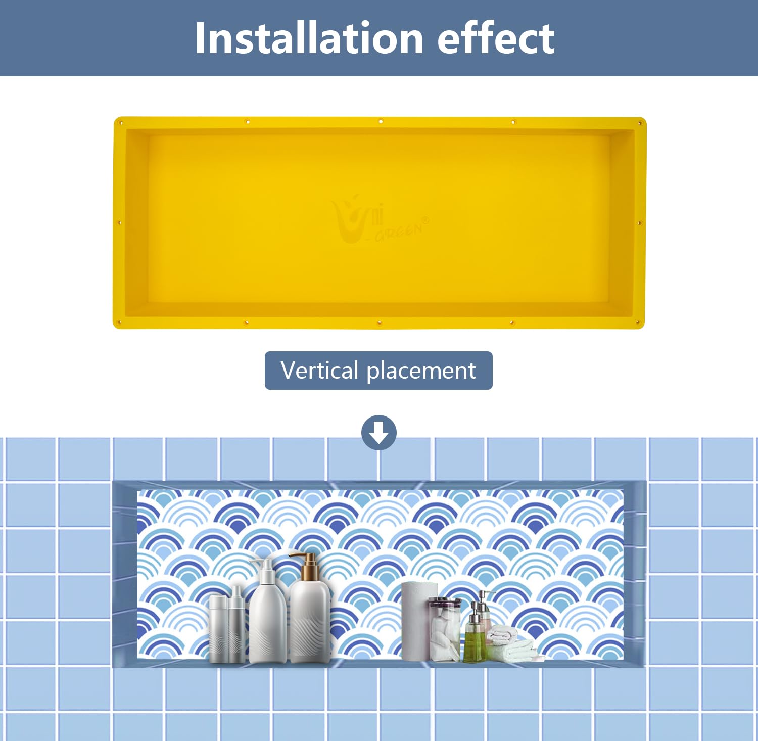 16''×40'' Rectangle Yellow Shower Niche Tile Ready Niche UGRN1640
