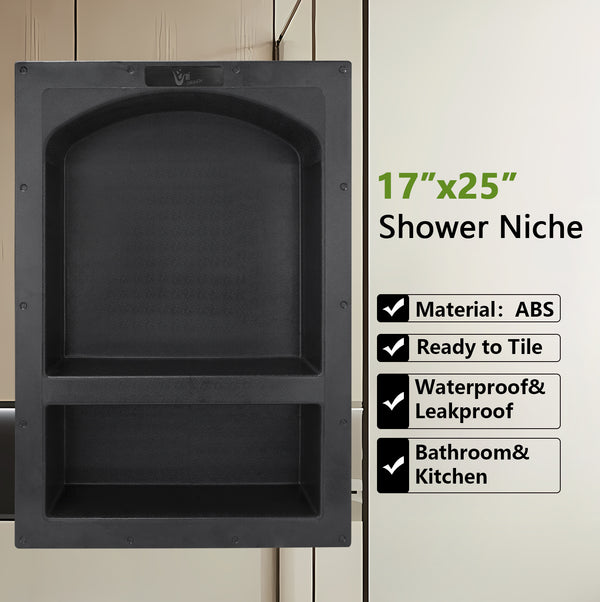 17"×25"  Tile Ready Plastic Arch Double Shower Niche  UGARN201