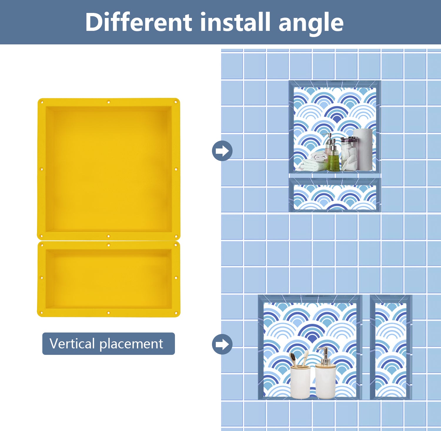 Tile shower niche 24X16 Double Shelves Shower Recess and Built In Shower Shelves in Bathroom Storage Easy Install