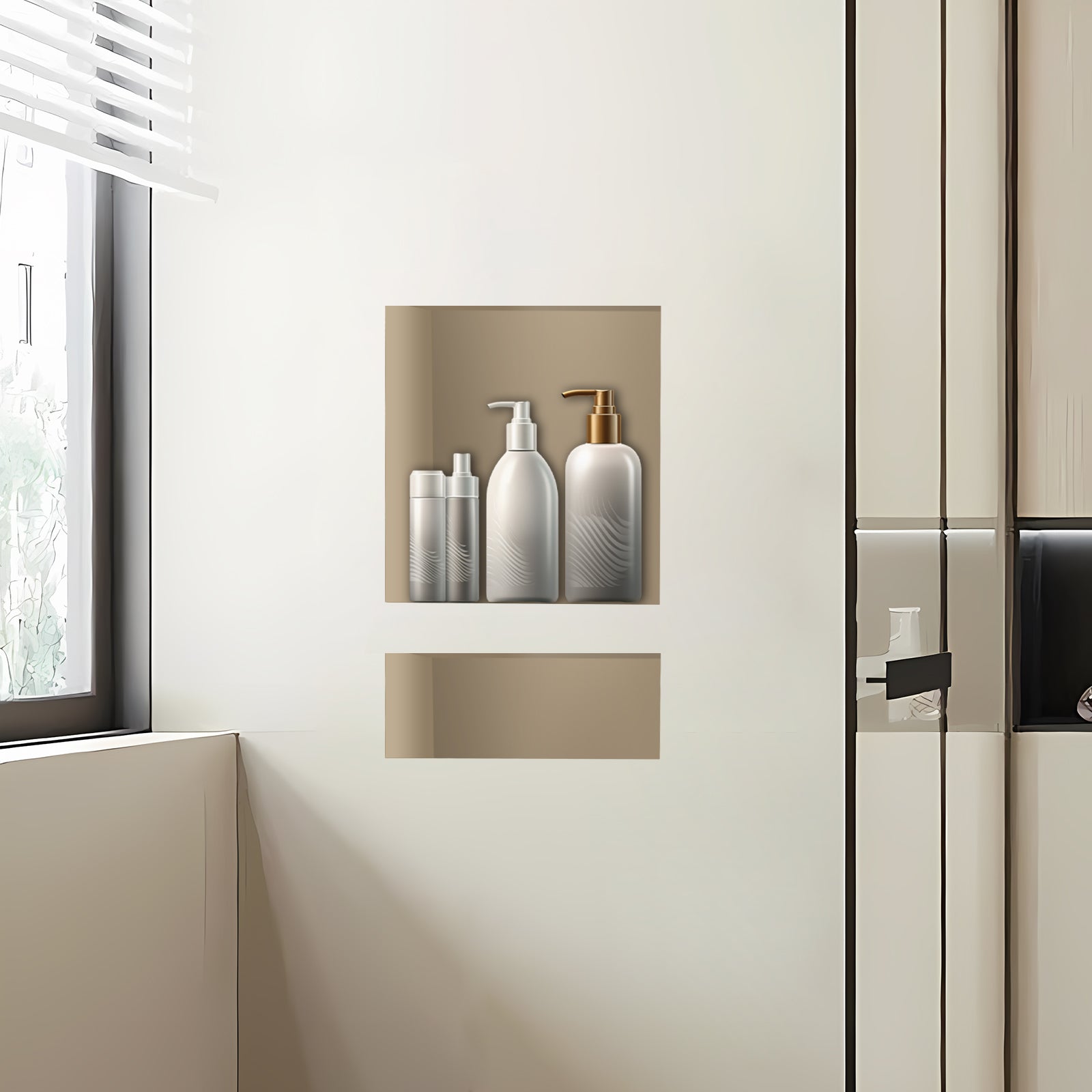 Tile shower niche 24X16 Double Shelves Shower Recess and Built In Shower Shelves in Bathroom Storage Easy Install
