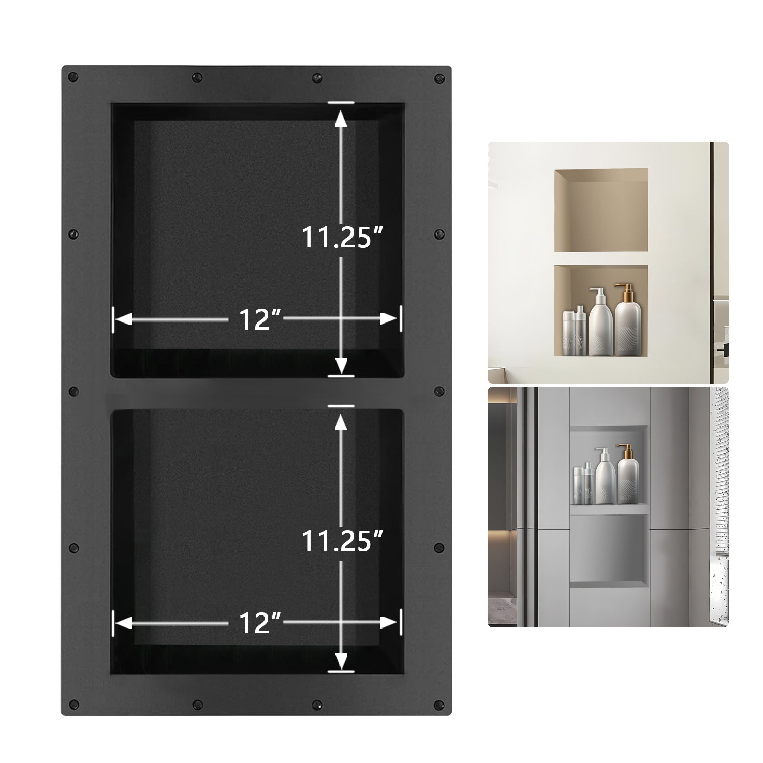 Shower Niche Ready to Tile 16X28 with Double Shelf for Bathroom Storage