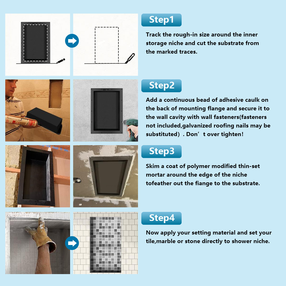 Shower Niche Ready to Tile 16X28 with Double Shelf for Bathroom Storage