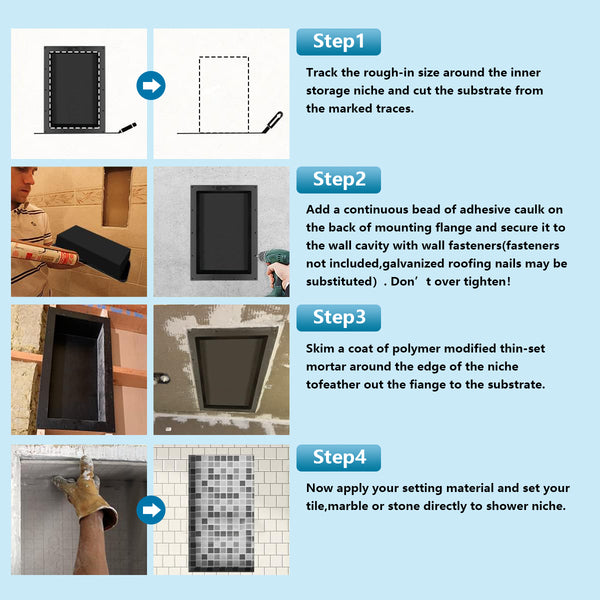 Shower Niche Ready to Tile 16X28 with Double Shelf for Bathroom Storage