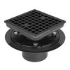 4 Inch Square Matte Black Recessed Shower Drain Kit, Stainless Steel Construction with Waterproof ABS Flange