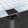 4 Inch Square Matte Black Recessed Shower Drain Kit, Stainless Steel Construction with Waterproof ABS Flange
