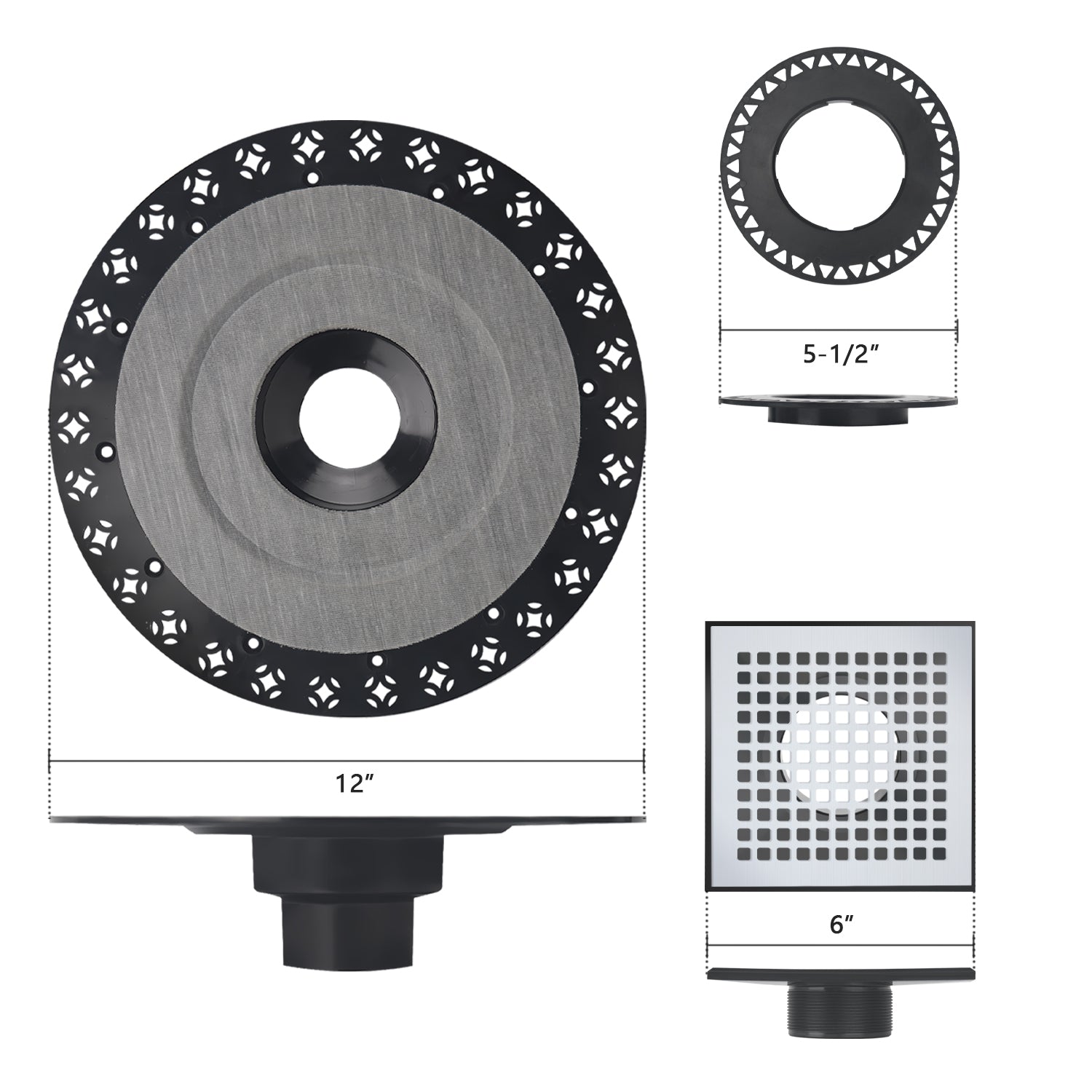 Square Shower Drain Kit 6
