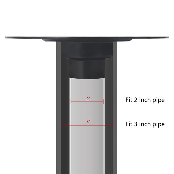 6 Inch Square Matte Black Shower Drain Kit with Flange, Compatible with Schluter Pan and Kit for 2 or 3 Inch Pipe