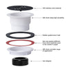 Matte Black 4-1/4 Inch Round Shower Base Drain – Solvent Welded to Fit 1.5" or 2" Pipe