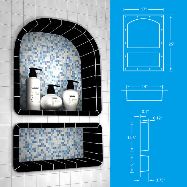 17"×25"  Tile Ready Plastic Arch Double Shower Niche  UGARN201