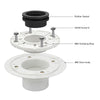 PVC Shower Drain Base With Rubber Gasket for 2" Outlet Linear Floor Drain UGDB003-PVC