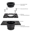 Uni-Green Square ABS Shower Drain Base – Snap-In Rubber Seal for 2" Pipes – UPC Certified