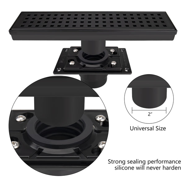 Uni-Green Square ABS Shower Drain Base – Snap-In Rubber Seal for 2" Pipes – UPC Certified