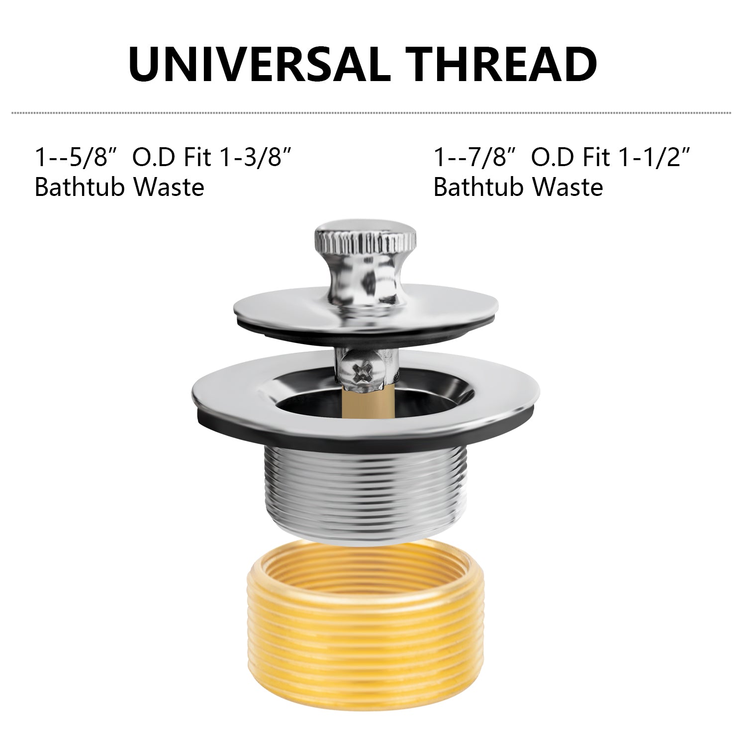 Bathtub drain Conversation Kit Assembly, Tub Drain Kit Lift and Turn, All Brass Construction