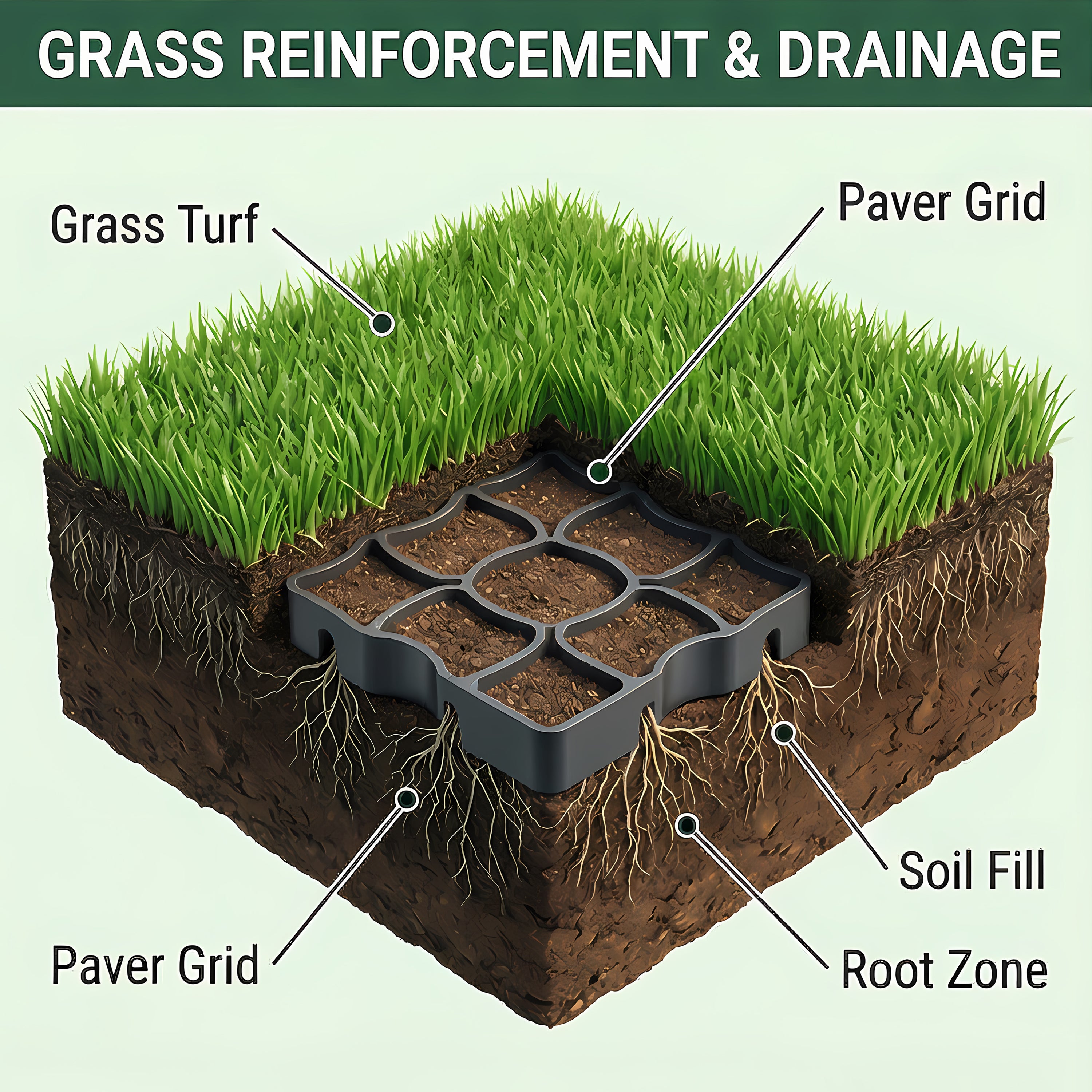 4pcs Pack Durable Permeable Pavers Grass Grid 20