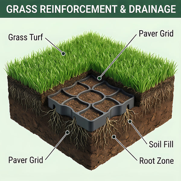 4pcs Pack Durable Permeable Pavers Grass Grid 20" x 20" for Driveways,Gravel, Patio