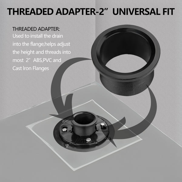 ABS Shower Drain Base With Adjustable Ring for Linear Drain UGDB002-ABS