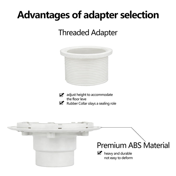 Shower Drain Base for 2" Outlet Linear Drain with adjustable ring  UGDB002-PVC