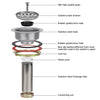 3-in-1 Stainless Steel Brushed 3-1/2 in Kitchen Sink Drain with Rustproof Strainer as Stopper
