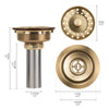 Uni-Green Champagne Bronze 3-1/2 inch Stainless Steel Kitchen Sink Drain with Delta Match and 3-in-1 Strainer Stopper