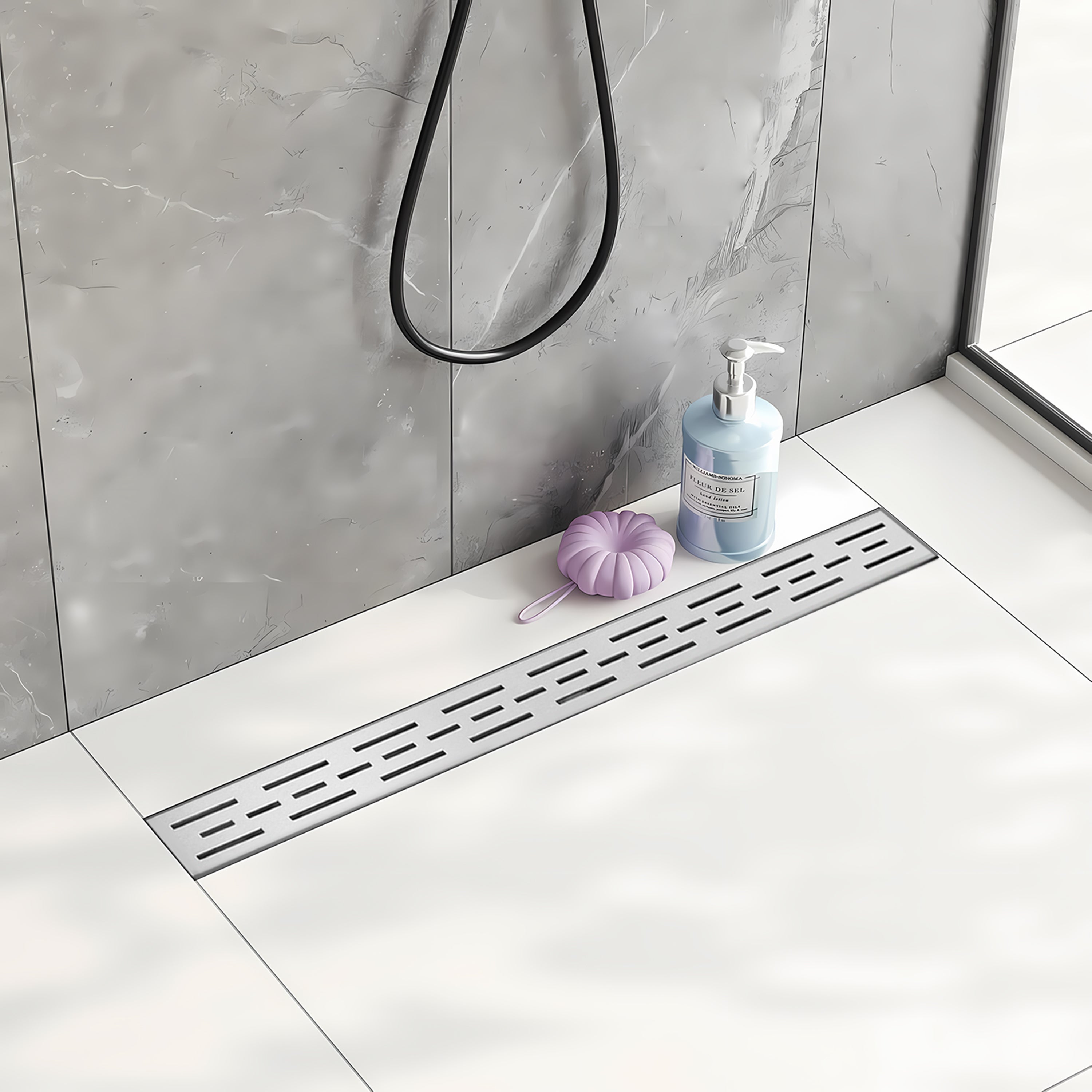 36 Inch Linear Drain SS304 Material with Grate Neo Style and Drain Base with Rubber Gasket