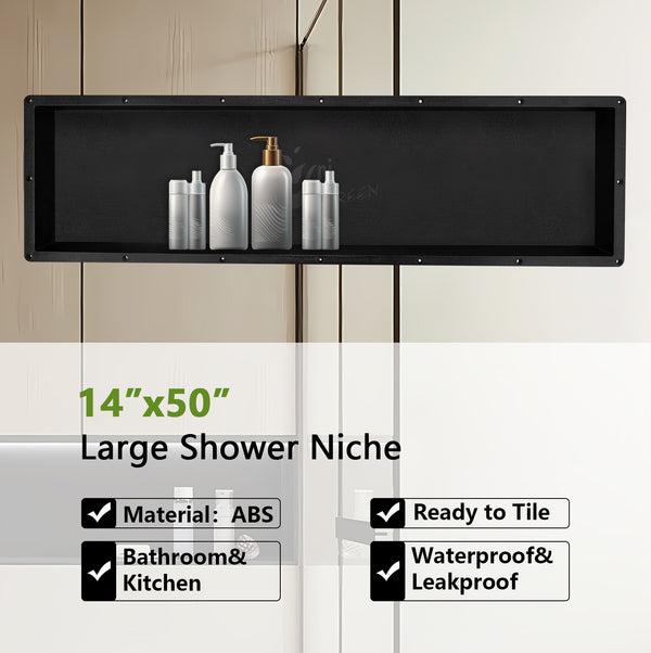 Recessed Large Rectangle Shower Niche 14"X50" Bathroom Storage Cube with Mosaic Mesh    UGRN1450