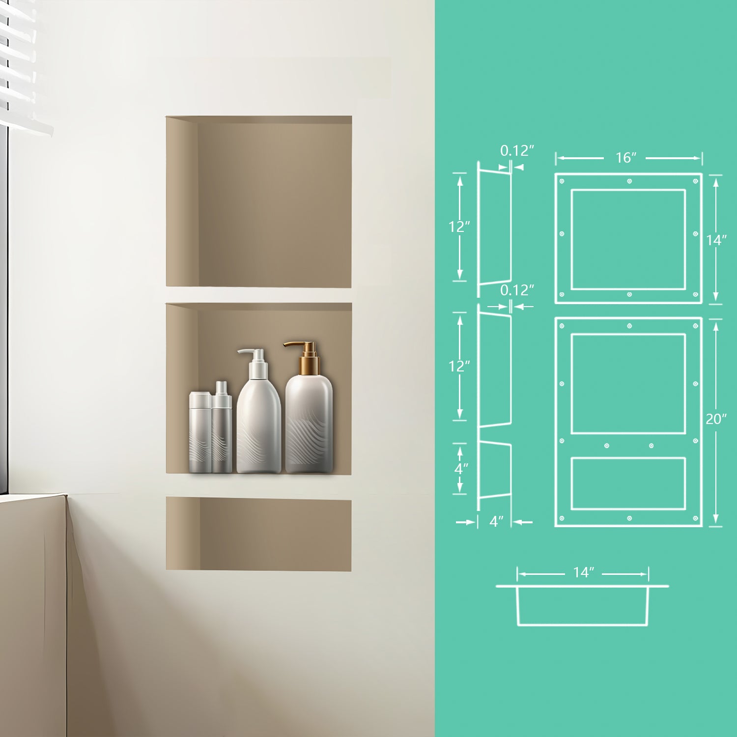 Recessed Shower Shelf 16