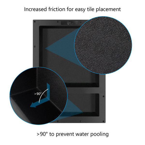 17''×25'' Double Shelves Shower Recessed and Built In Shower Shelves in Bathroom UGRN201