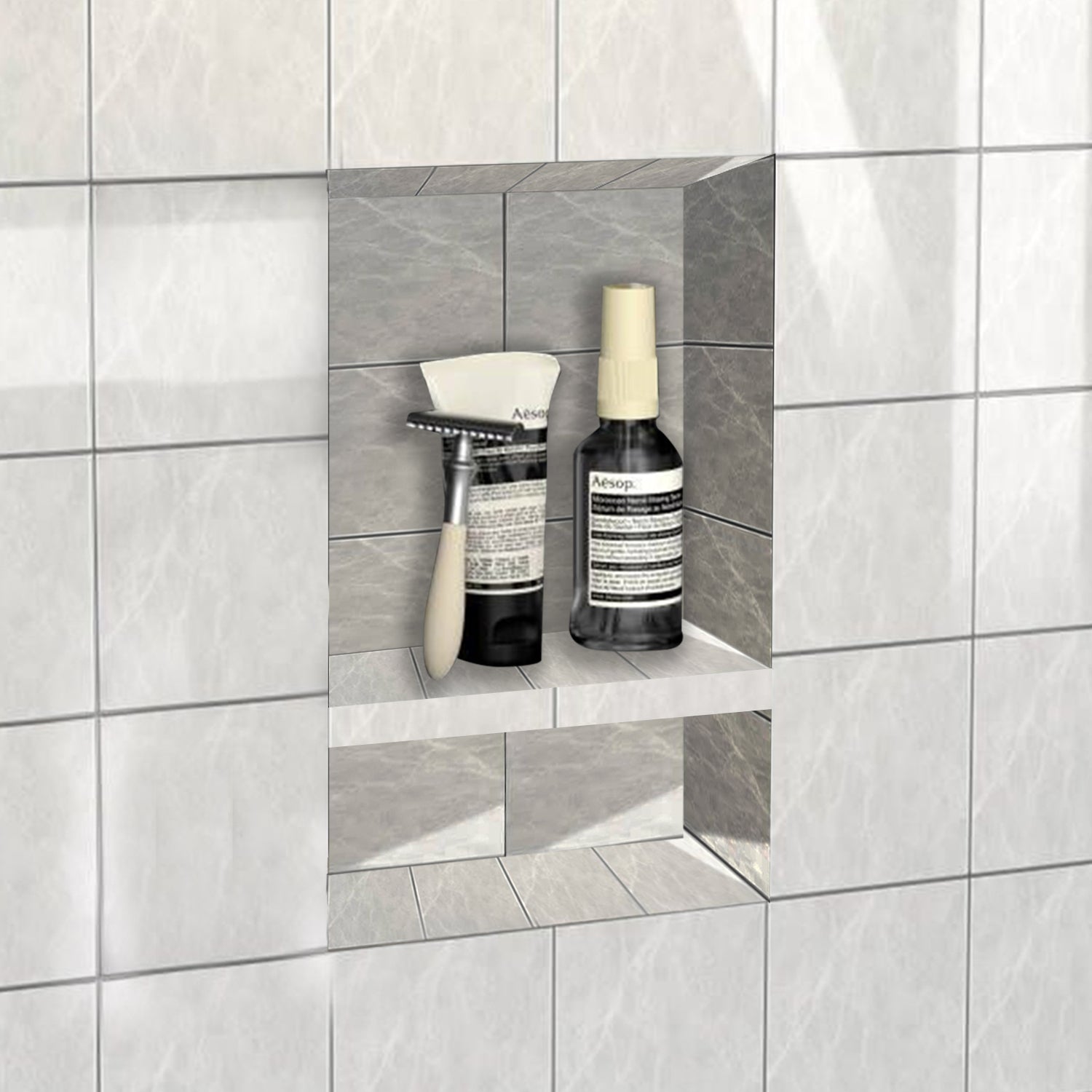 17''×25'' Double Shelves Shower Recessed and Built In Shower Shelves in Bathroom UGRN201