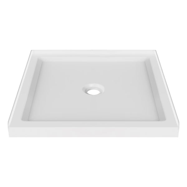 Acrylic Shower Base 36"W x 36"D x 5.5"H – Non-Slip, Center Drain, 3 Walls