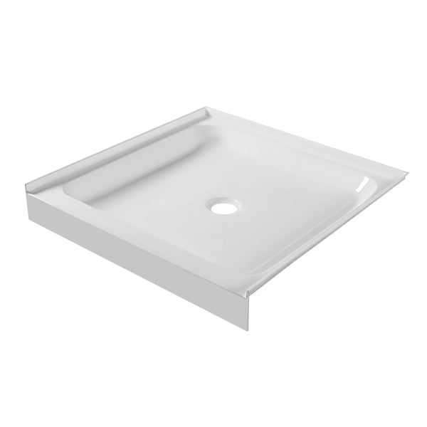 Acrylic Shower Base 36"W x 36"D x 5.5"H – Non-Slip, Center Drain, 3 Walls