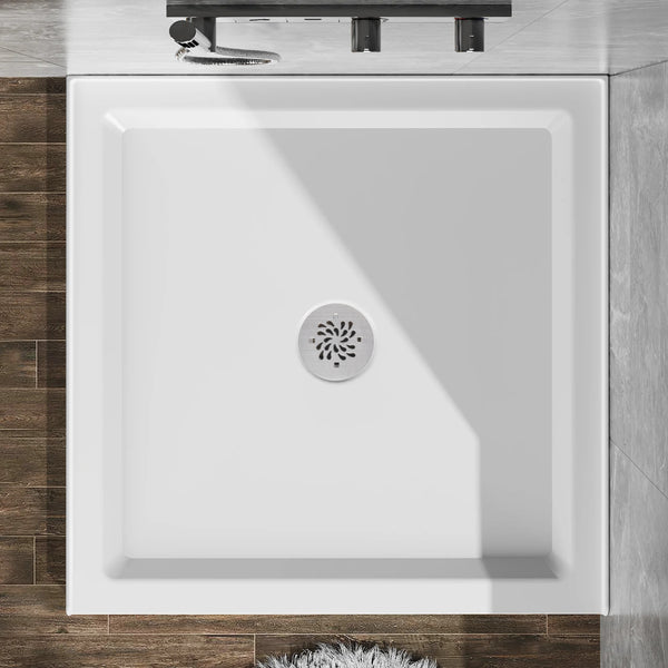 Acrylic Shower Base 36"W x 36"D x 5.5"H – Non-Slip, Center Drain, 3 Walls