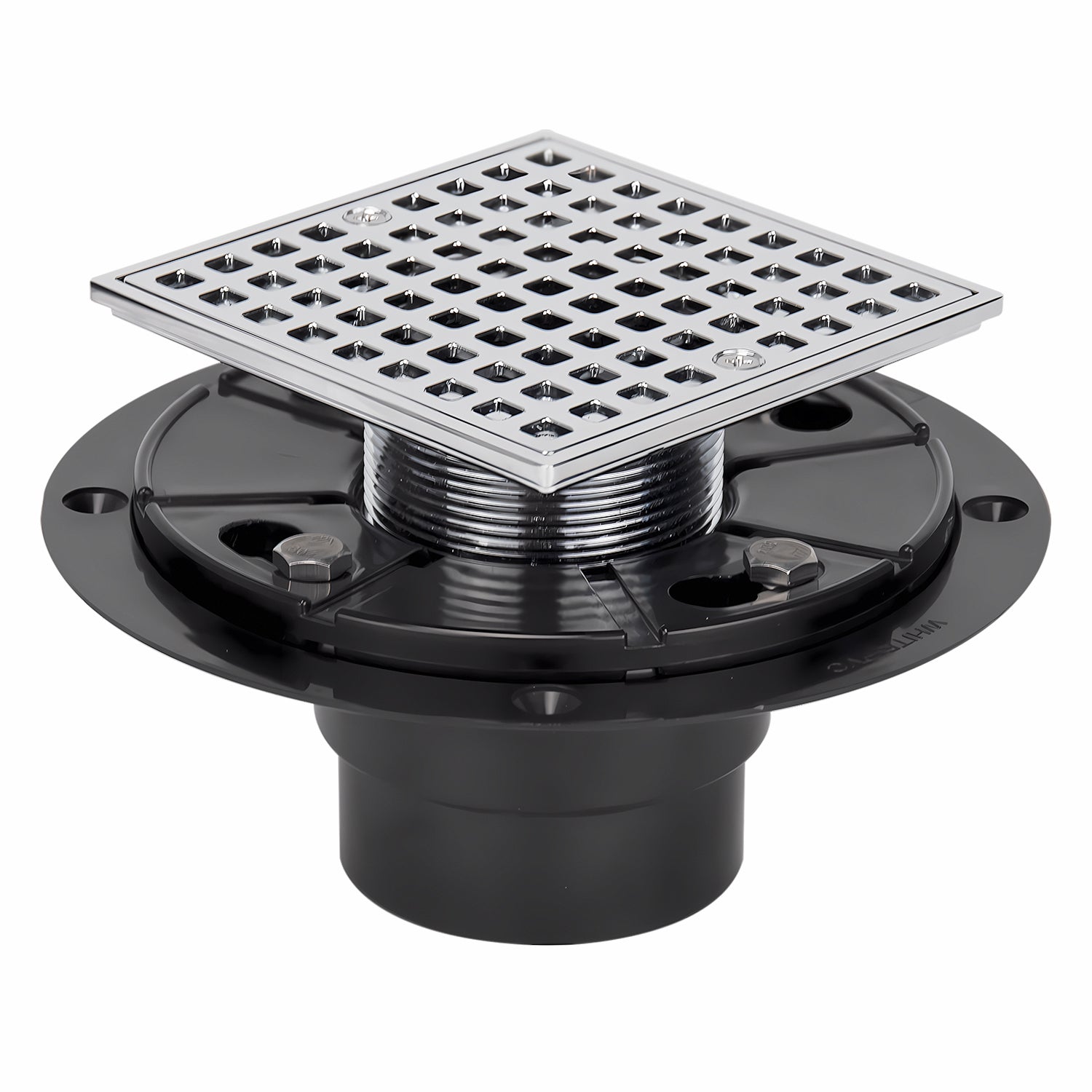 4-1/4 Square Design Tile In Shower Drain, Chromed for Low Profile Shower Pan     UGSD002-B