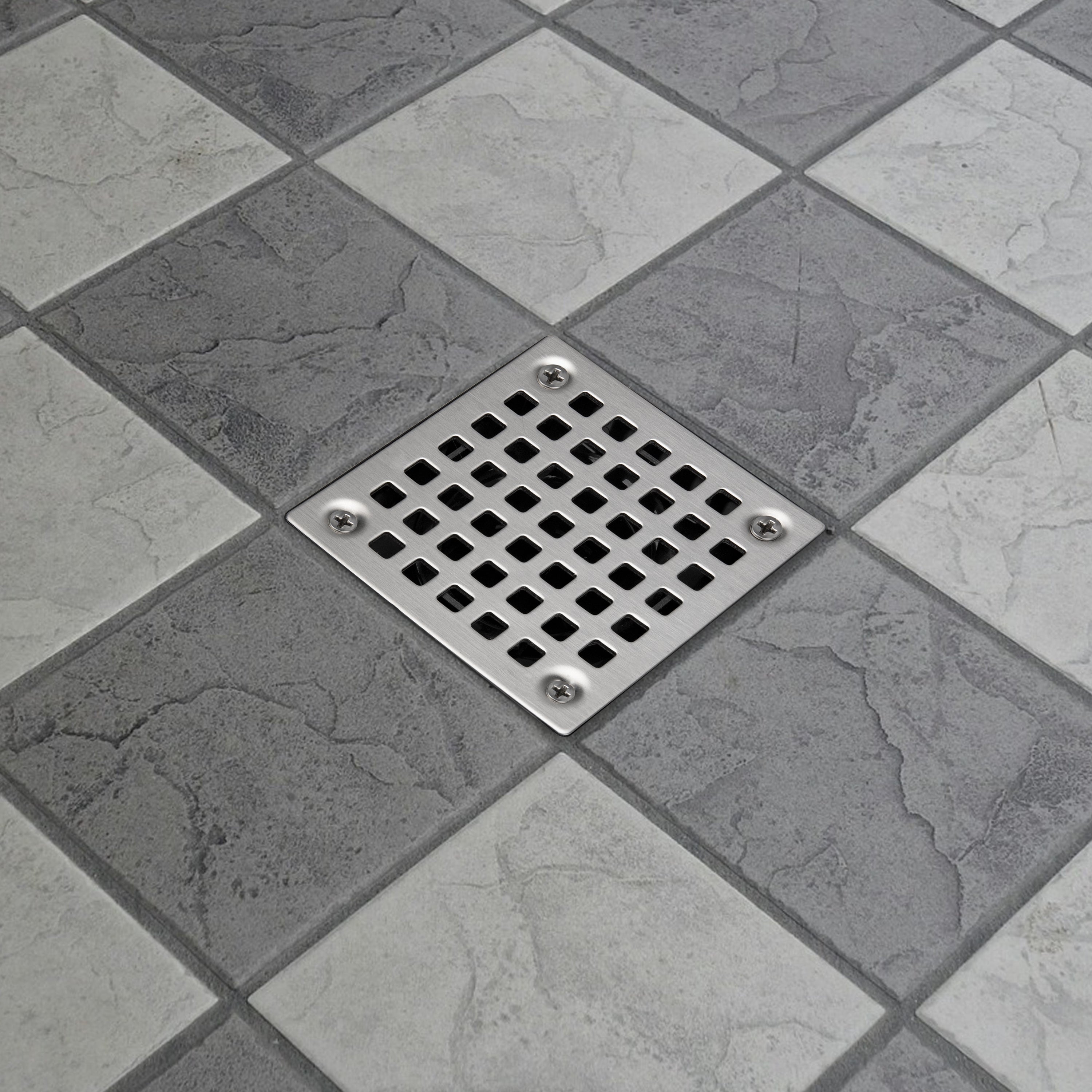ABS Square Shower Drain for Low Profile Shower Drain with SS 304 Grating Different Patterns