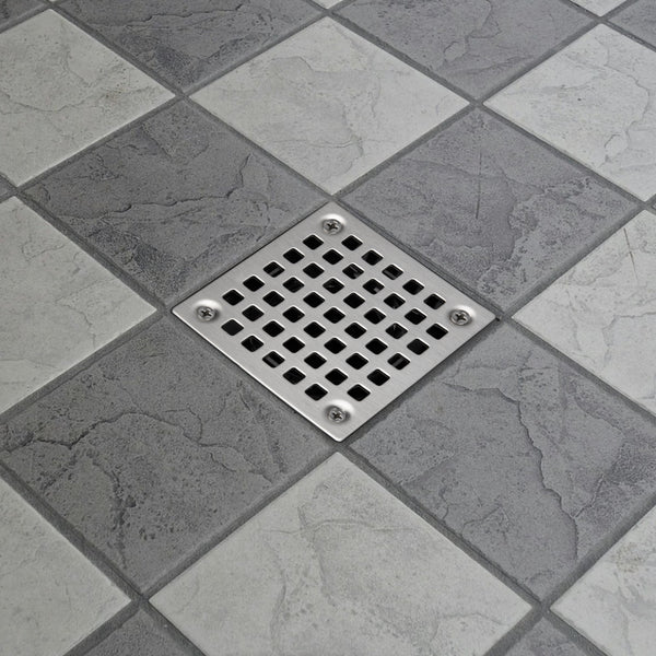 ABS Square Shower Drain for Low Profile Shower Drain with SS 304 Grating Different Patterns