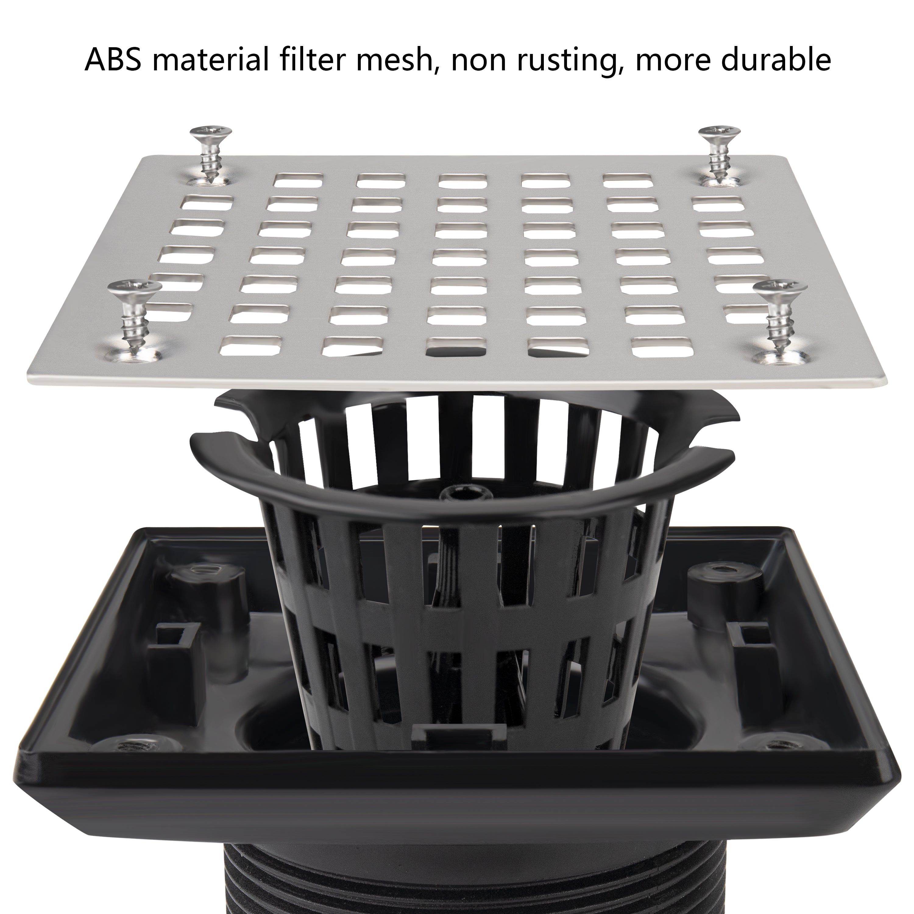 ABS Square Shower Drain for Low Profile Shower Drain with SS 304 Grating Different Patterns