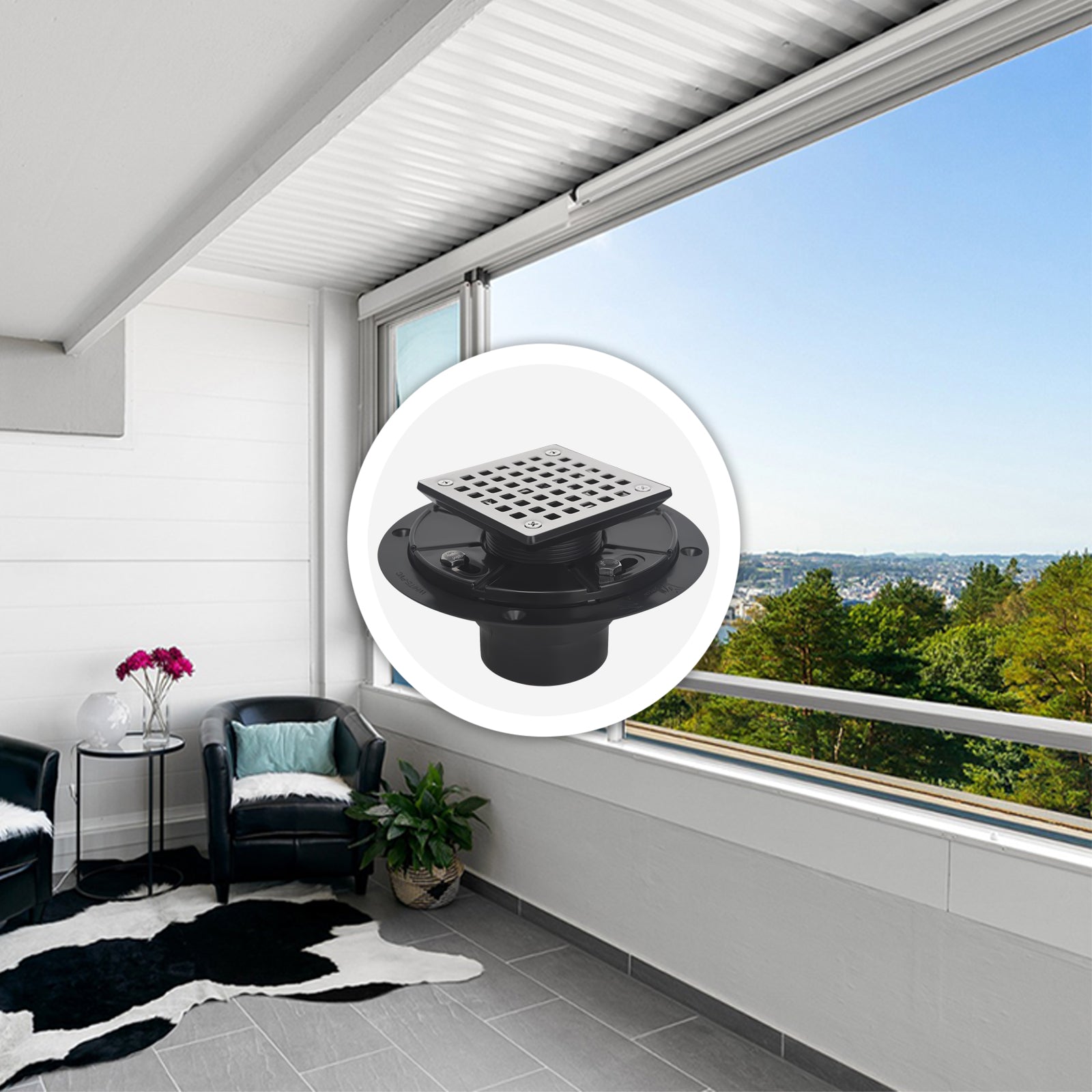 ABS Square Shower Drain for Low Profile Shower Drain with SS 304 Grating Different Patterns