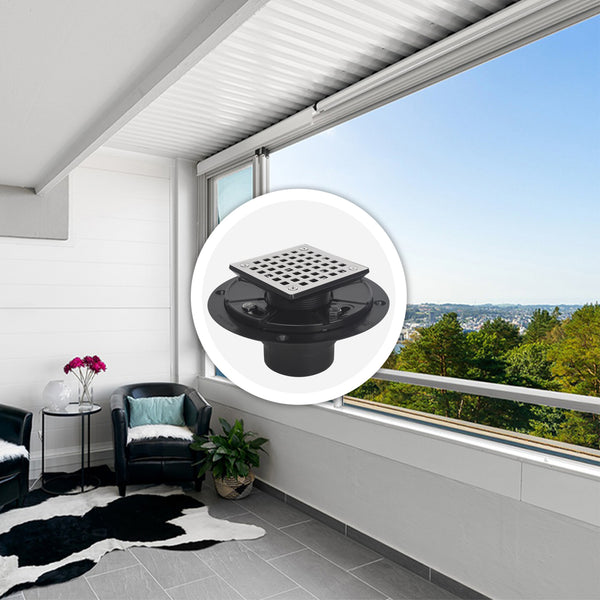 ABS Square Shower Drain for Low Profile Shower Drain with SS 304 Grating Different Patterns