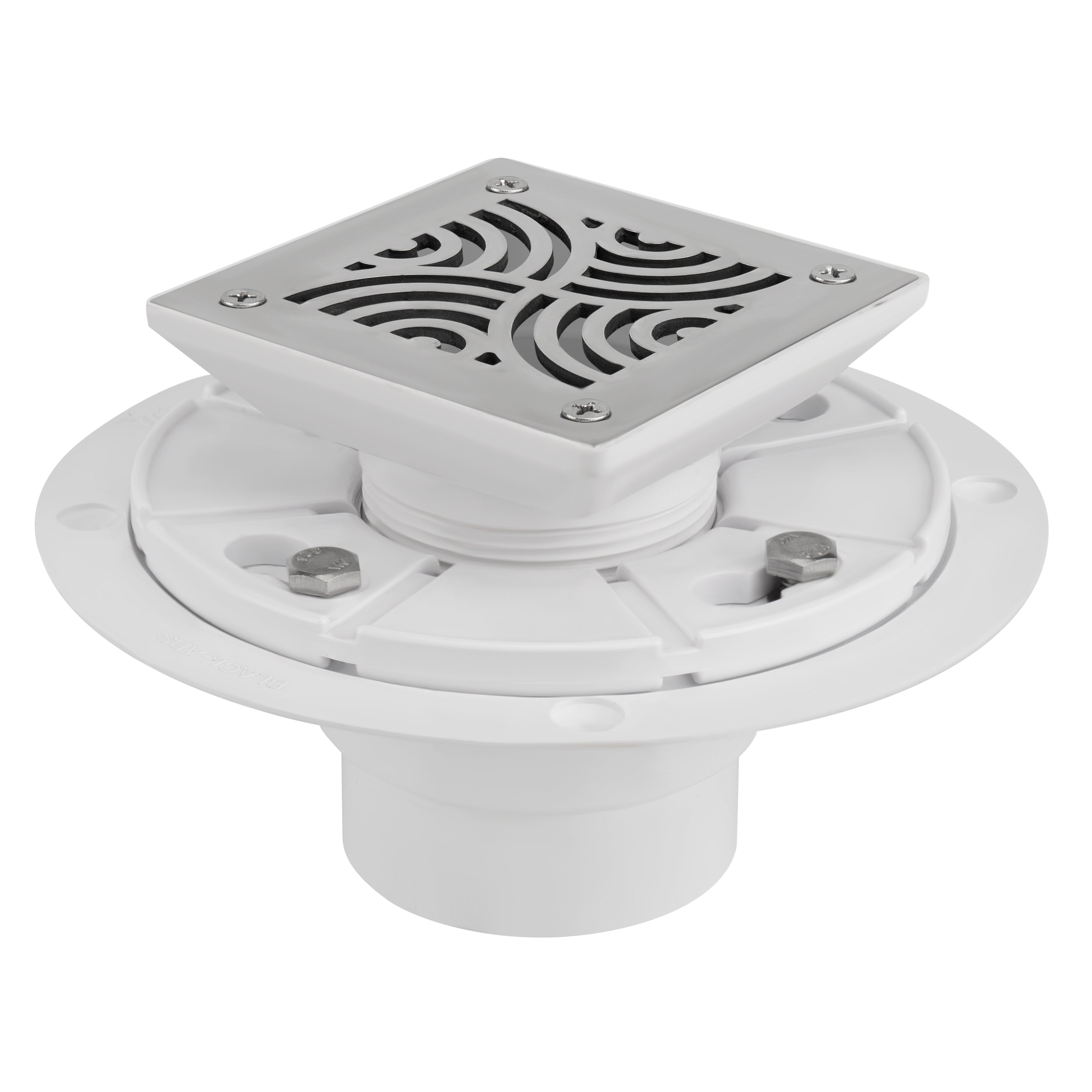 Square Shower Drain for Low Profile Shower Pan with SS304 Grating, Drain Flange PVC Material    UGSD001