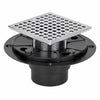 4-1/4" Square Shower Floor Drain with Flange, Stainless Steel in Chrome Plate