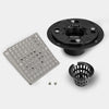 4-1/4 Inch Square Brushed Nickel Shower Drain Kit with ABS Flange for 2 or 3 Inch Pipe