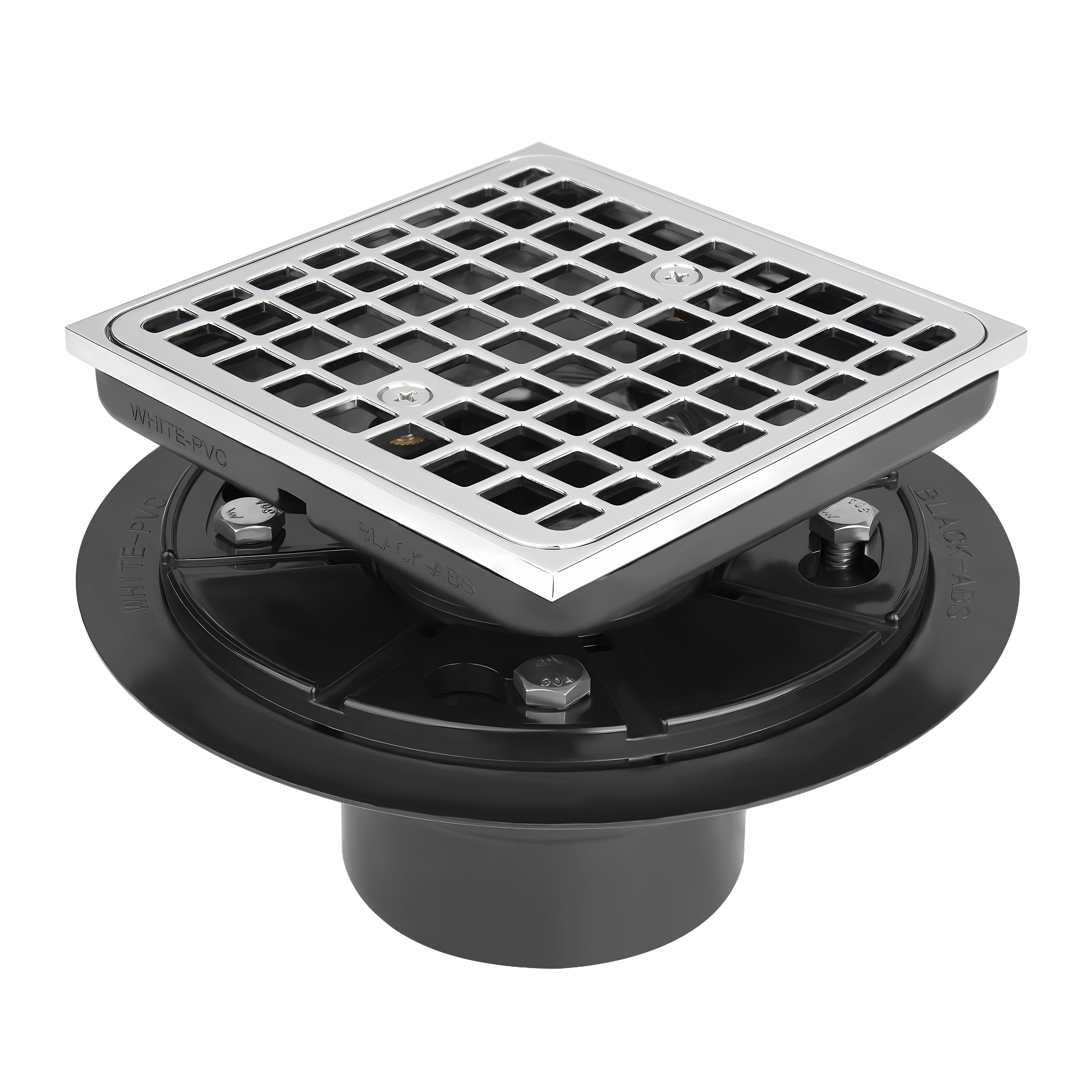 Square Tile-In Floor Drain With SS304 Strainer For Bathroom Chrome Plated UGSD003-ABS