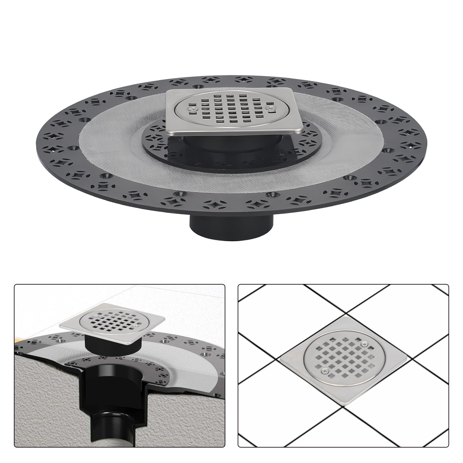 4 Inch Brushed Nickel Shower Drain Kit with Integrated Bonding Flange, Compatible with Schluter Shower Pan and Kit for 2 Inch Pipe