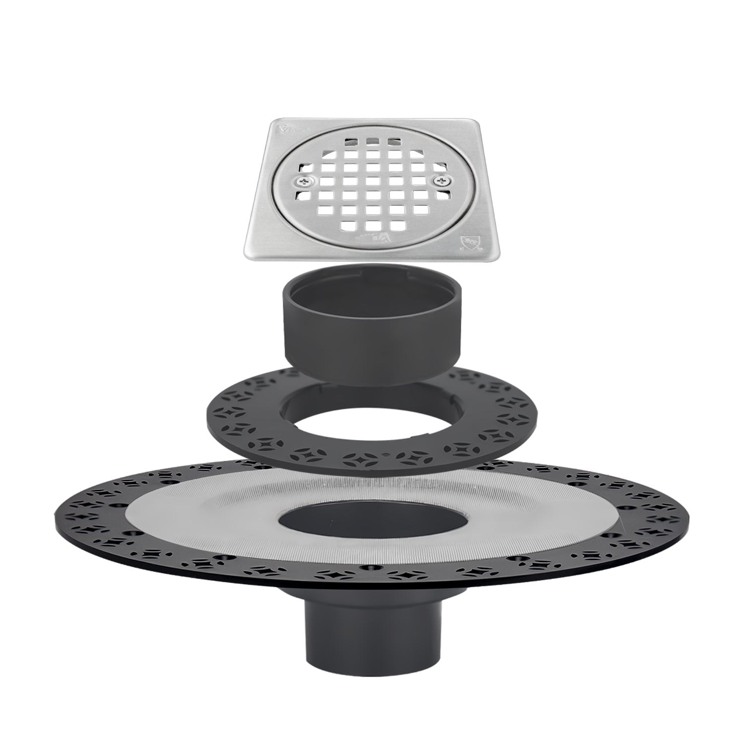 4 Inch Brushed Nickel Shower Drain Kit with Integrated Bonding Flange, Compatible with Schluter Shower Pan and Kit for 2 Inch Pipe