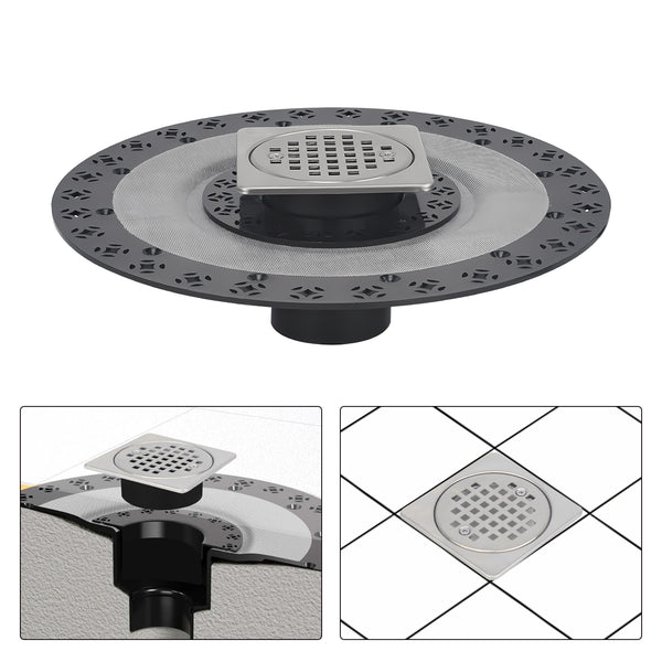 4 Inch Brushed Nickel Shower Drain Kit with Integrated Bonding Flange, Compatible with Schluter Shower Pan and Kit for 2 Inch Pipe