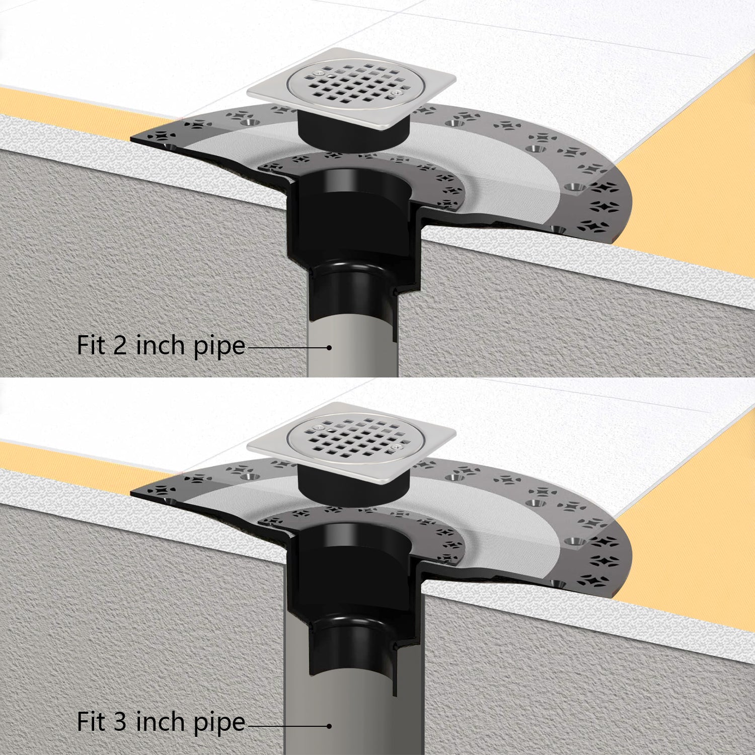 4 Inch Brushed Nickel Shower Drain Kit with Integrated Bonding Flange, Compatible with Schluter Shower Pan and Kit for 2 Inch Pipe